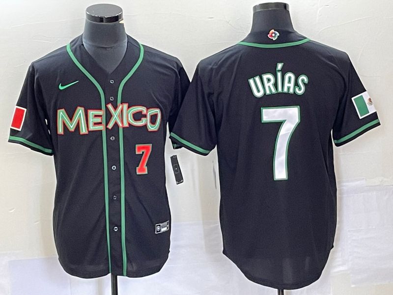 Men 2023 World Cub Mexico #7 Urias Black white Nike MLB Jersey18->more jerseys->MLB Jersey